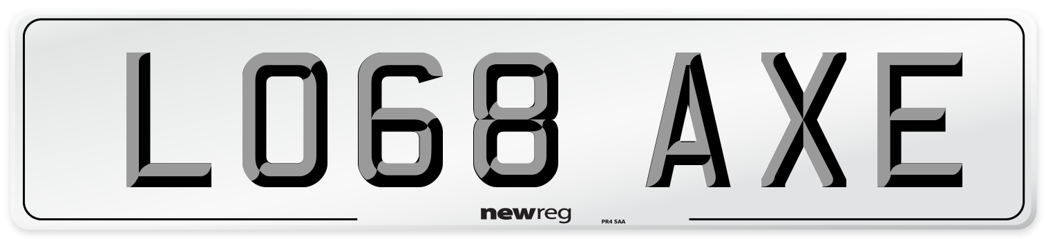 LO68 AXE Number Plate from New Reg